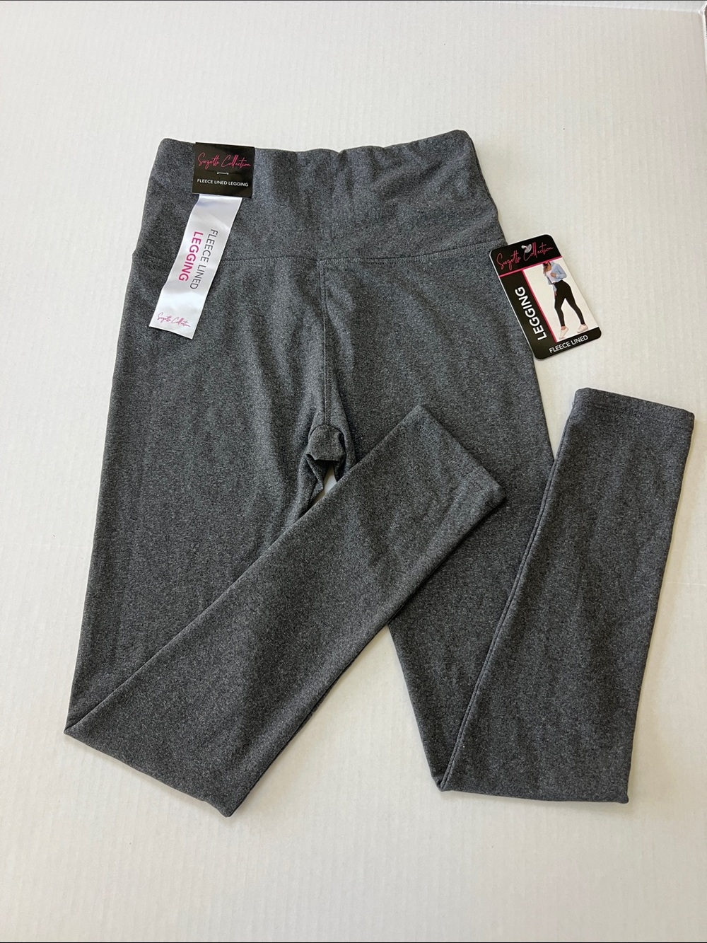 Suzette Collection Soft & Stretch Fleece-Lined Leggings - Gray OS NWT